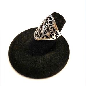 Sterling Silver Filigree Ring Size 6